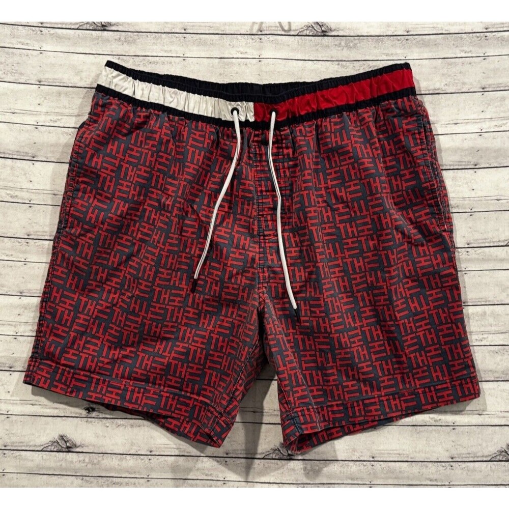 Tommy Hilfiger Mens Swim Short Trunks Sz XL Lined 7" Inseam All Over Print AOP